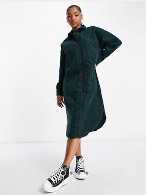monki green shirt dress Women Gingham Long Sleeve Shirt Dress, Dark Green/Beige